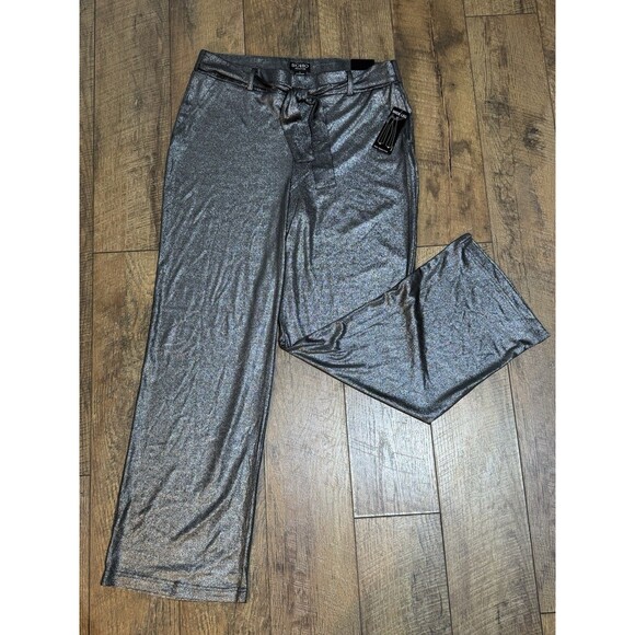 NWT Soho Apparel Ltd Pull-On Wide Leg Pants Size L Stretchy Comfort Silver Disco - Picture 1 of 7